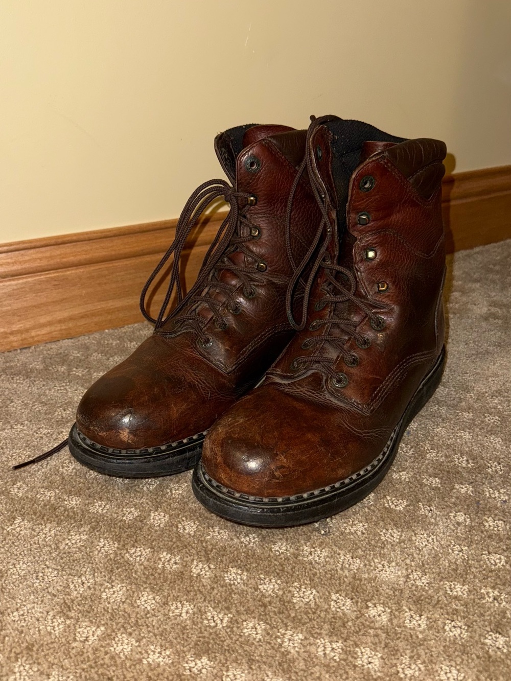Red Wing Brown Leather Lace-Up Work Boots